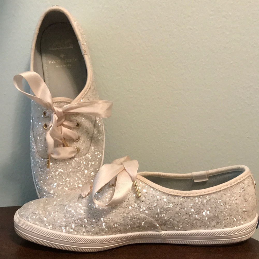 Kate Spade Keds Sparkly White Size 5.5